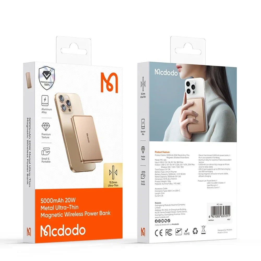 Mcdodo 5000mAh Magnetic Wireless Power Bank Pakistan | 20W PD & 15W MagSafe