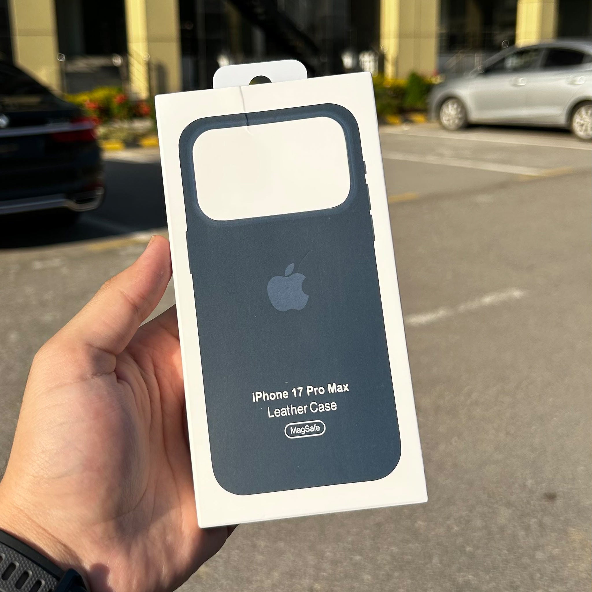 Apple Leather Case with MagSafe iPhone 17 Pro Max Navy Blue – front view – iSmartHub Pakistan