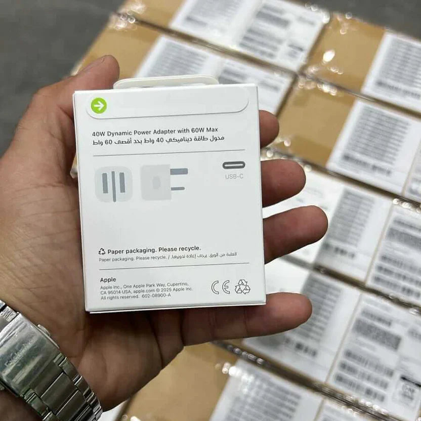 Apple 40W Dynamic Fast Charging Adapter Pakistan 3-Pin (UK Variant) – 60W Max