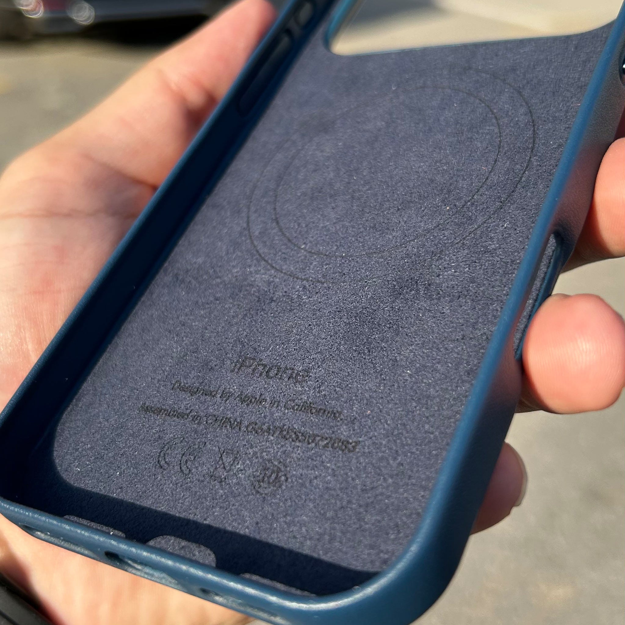 Apple Leather Case with MagSafe iPhone 17 Pro Max Navy Blue – back view – iSmartHub Pakistan