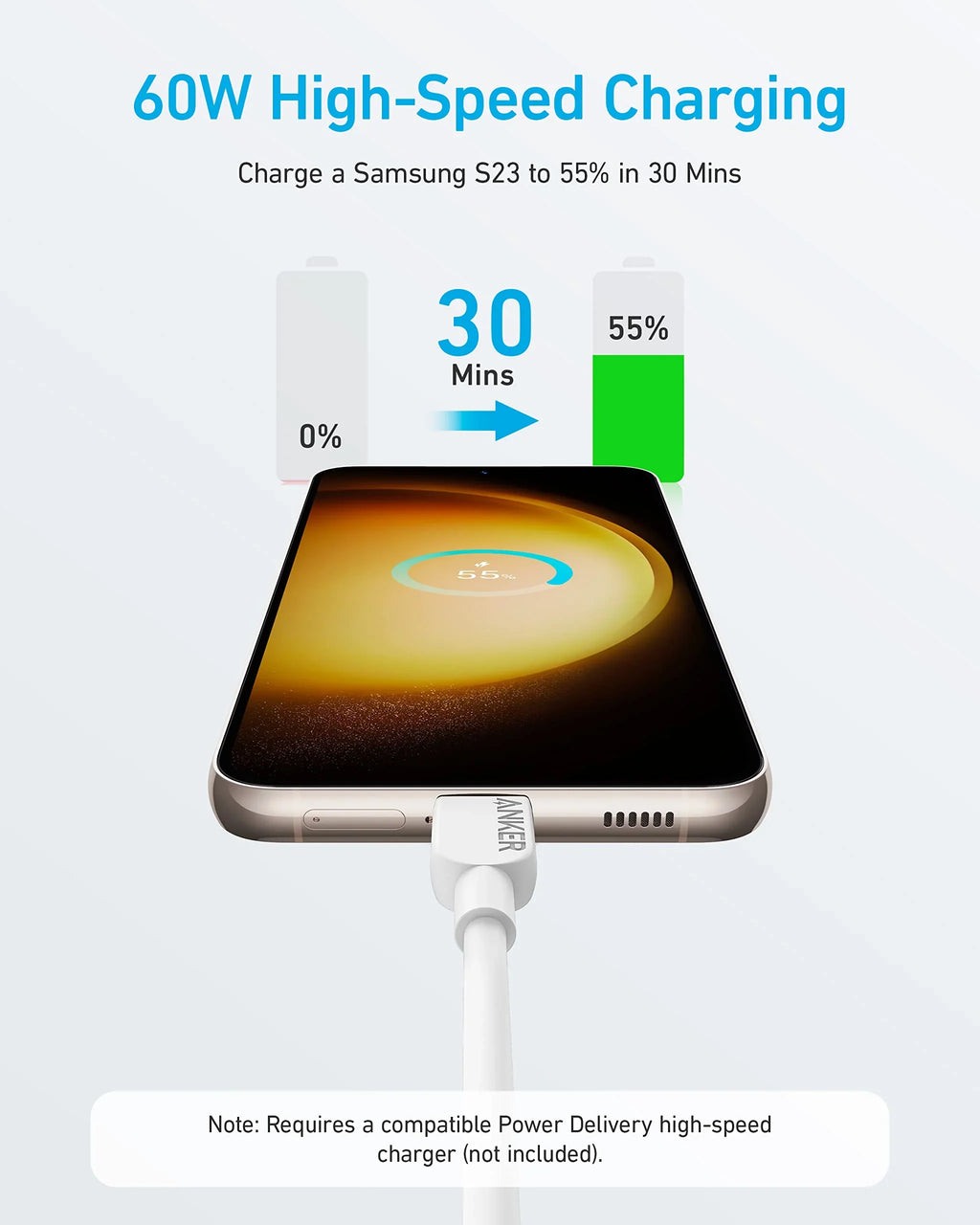 Anker 310 USB-C to USB-C Cable Pakistan (0.9m / 3ft) | 60W Fast Charging | Original