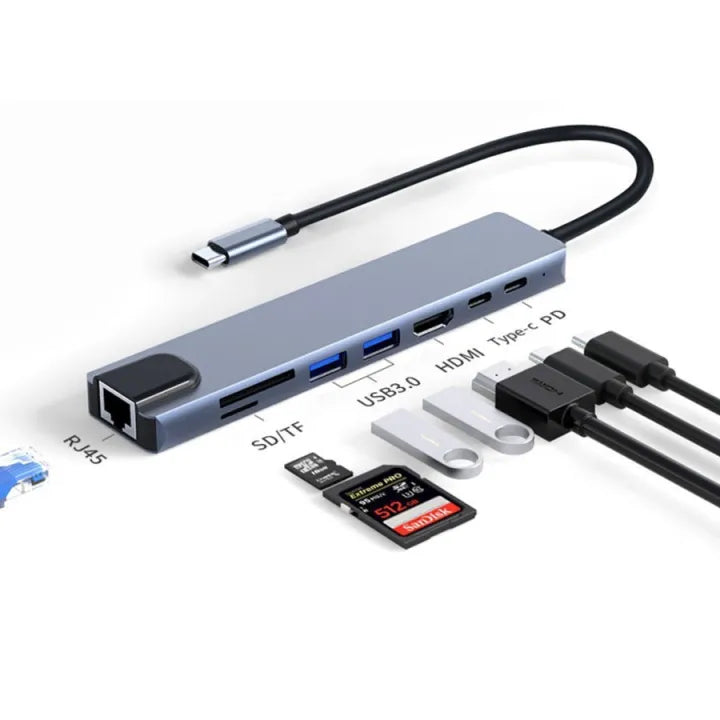 8-in-1 USB-C Hub Pakistan – HDMI, SD Card & Fast Charging Docking Station