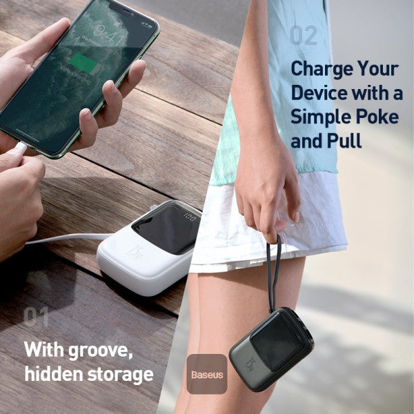 Baseus Qpow 10000mAh Power Bank Pakistan – Built-in Cable Fast Charging