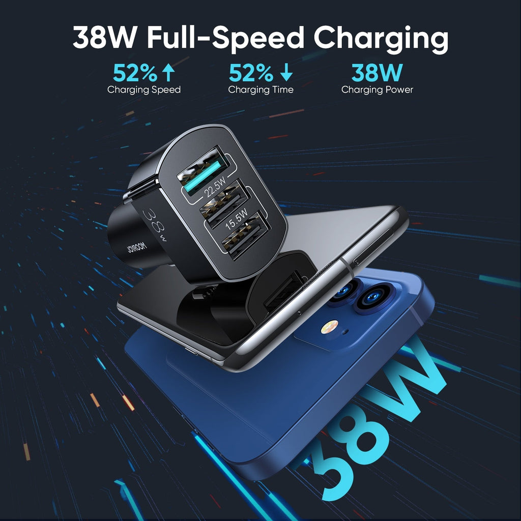 Joyroom 38W 3-Port Fast Car Charger Pakistan – C-A19