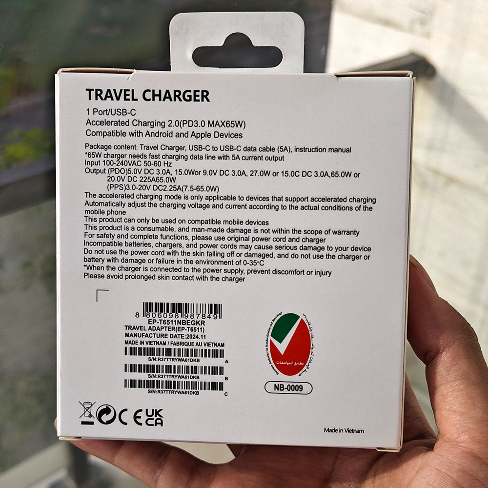 Samsung EP-T6511 65W PD Power Adapter Trio Pakistan – USB-C to USB-C
